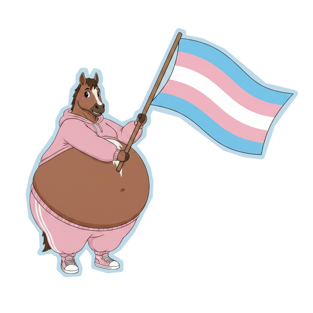 Dexter holding the transgender pride flag